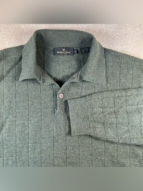 Bugatchi Uomo Cashmere Sweater Green Collared Soft Casual Men's XL